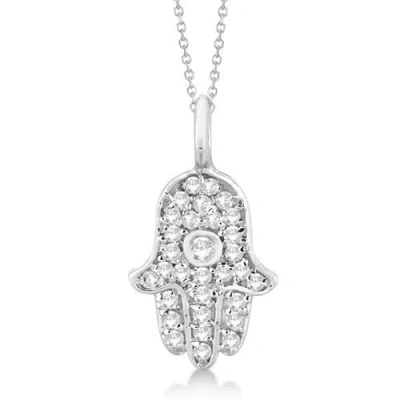 Allurez Diamond Hamsa Hand Pendant Necklace 14k In Silver
