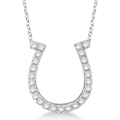 Allurez Diamond Horseshoe Pendant Necklace 14k In Silver