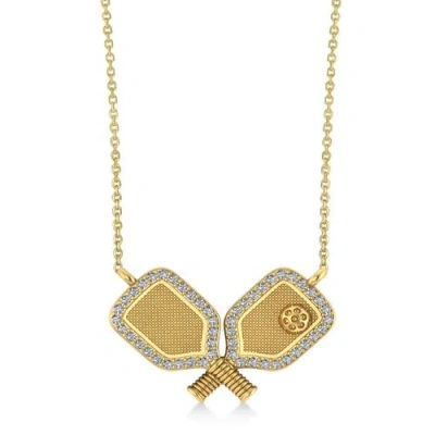Allurez Diamond Large Dual  Pickleball Paddle Pendant Necklace 14k In Gold