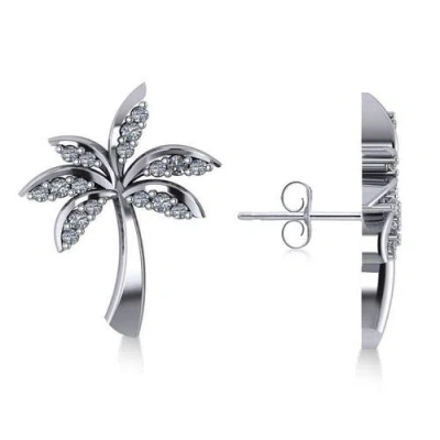 Allurez Diamond Palm Tree Summer Earrings 14k In Metallic