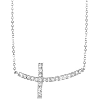Allurez Diamond Sideways Curved Cross Pendant Necklace 14k In Pink