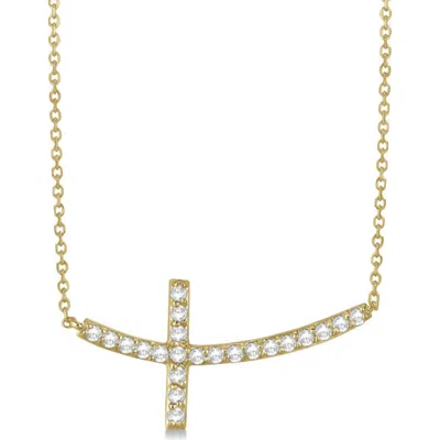Allurez Diamond Sideways Curved Cross Pendant Necklace 14k In Pink