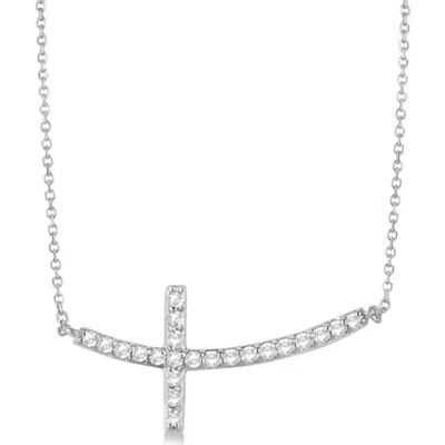 Allurez Diamond Sideways Curved Cross Pendant Necklace 14k In Orange