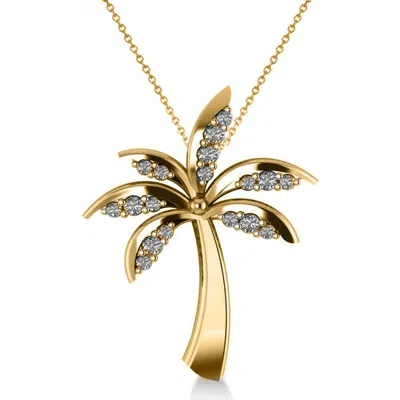 Allurez Diamond Summer Palm Tree Pendant Necklace 14k In Gold
