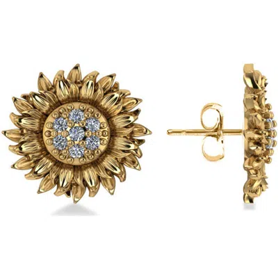 Allurez Diamond Sunflower Shaped Earrings 14k In Gold