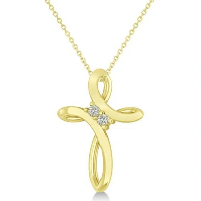 Allurez Diamond Two Stone Swirl Cross Pendant Necklace 14k In Gold