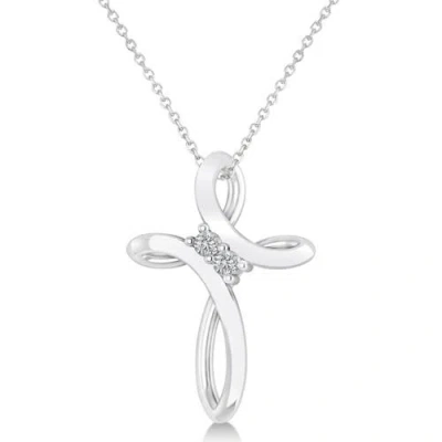 Allurez Diamond Two Stone Swirl Cross Pendant Necklace 14k In Metallic