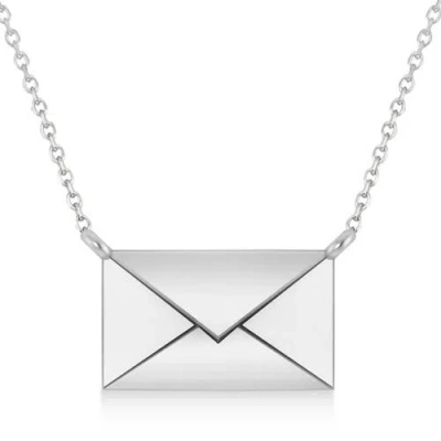 Allurez Engravable Love Letter Envelope Pendant Necklace 14k Yellow Gold In White