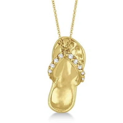 Allurez Flip Flop Shaped Diamond Pendant Necklace 14k In Gold