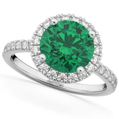 Allurez Halo Emerald & Diamond Engagement Ring 14k In Pink