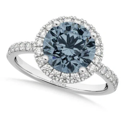Allurez Halo Gray Spinel & Diamond Engagement Ring 14k In Transparent