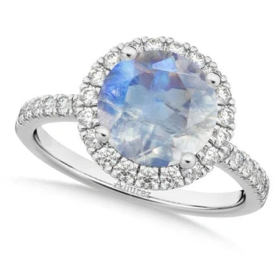 Allurez Halo Moonstone & Diamond Engagement Ring 14k In Metallic