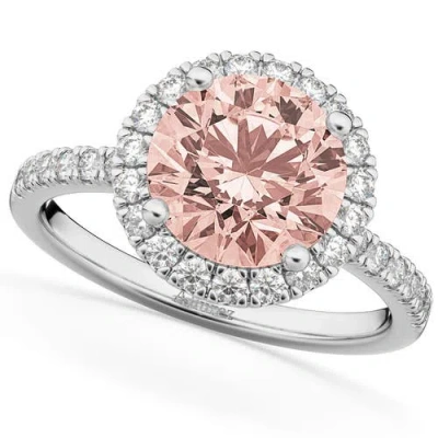 Allurez Halo Morganite & Diamond Engagement Ring 14k In Pink