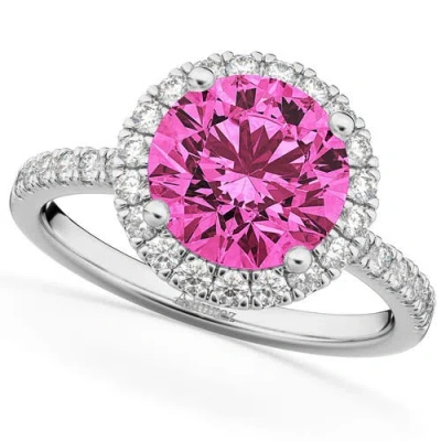 Allurez Halo Pink Tourmaline & Diamond Engagement Ring 14k