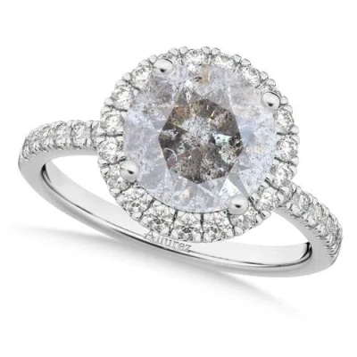Allurez Halo Salt & Pepper & White Diamond Engagement Ring 14k In Metallic