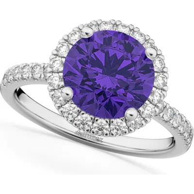 Allurez Halo Tanzanite & Diamond Engagement Ring 14k In Purple