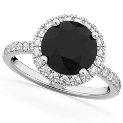 Allurez Halo White & Black Diamond Engagement Ring 14k In Yellow