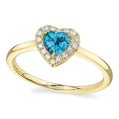 Allurez Heart Lab Gemstone & Round Diamond Halo Ring 14k 0.67ct In Topaz/yellow Gold