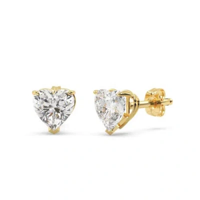 Allurez Heart-cut Lab Diamond Stud Earrings 14k 1.0ct In Gold