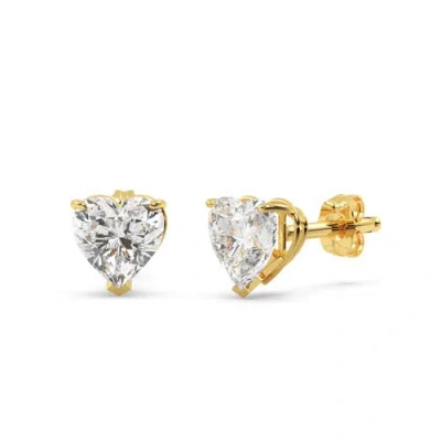 Allurez Heart-cut Lab Diamond Stud Earrings 14k 2.0ct In Gold