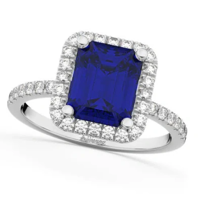 Allurez Lab Blue Sapphire & Lab Diamond Engagement Ring 14k