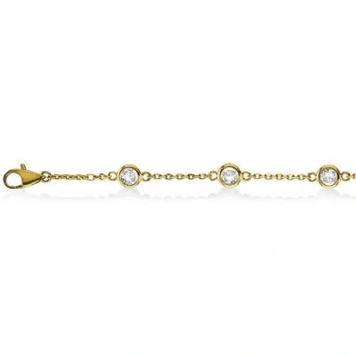 Allurez Lab Diamond Anklet Bracelet Bezel Set 14k In Gold