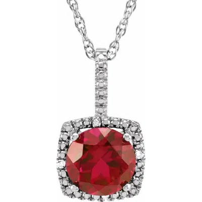 Allurez Natural Diamond Pendant Necklace Sterling Silver In Red