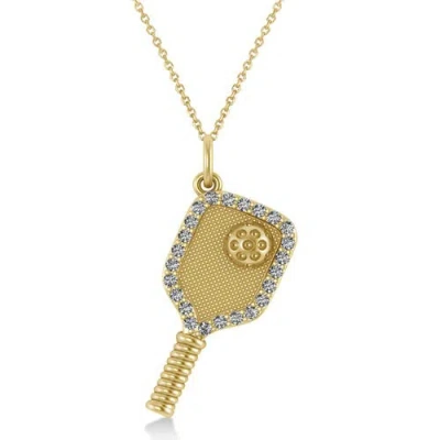 Allurez Natural Diamond Pickleball Paddle Pendant Necklace 14k In Gold