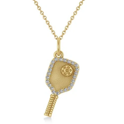 Allurez Natural Diamond Pickleball Paddle Pendant Necklace 14k In Gold