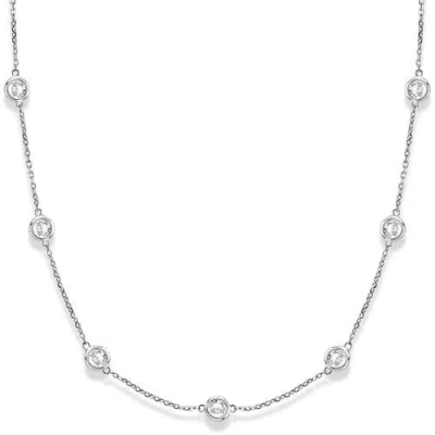 Allurez Natural Diamond Station Necklace Bezel-set 14k In Metallic