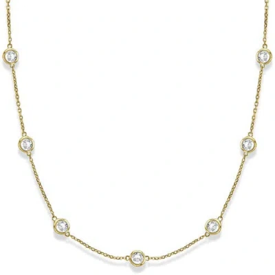 Allurez Natural Diamond Station Necklace Bezel-set 14k In White