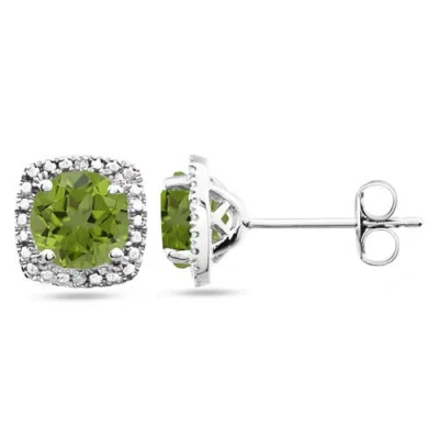 Allurez Natural Gemstone & Diamond Stud Earrings Sterling Silver In Multi