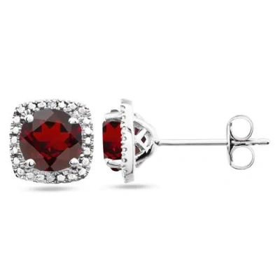 Allurez Natural Gemstone & Diamond Stud Earrings Sterling Silver In Multi