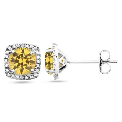 Allurez Natural Gemstone & Diamond Stud Earrings Sterling Silver In Multi