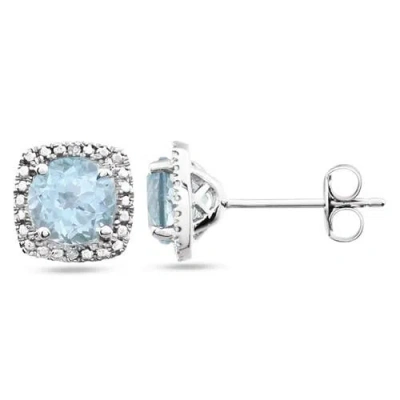 Allurez Natural Gemstone & Diamond Stud Earrings Sterling Silver In Metallic