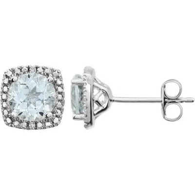 Allurez Natural Gemstone & Diamond Stud Earrings Sterling Silver In Metallic
