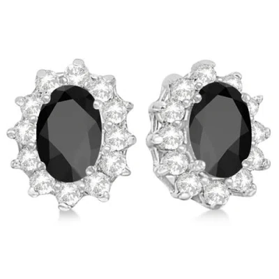 Allurez Oval Black Onyx & Diamond Accented Earrings 14k