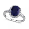 Allurez Oval Blue Sapphire & Halo Diamond Engagement Ring 14k