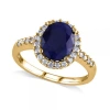 Allurez Oval Blue Sapphire & Halo Diamond Engagement Ring 14k In Multi