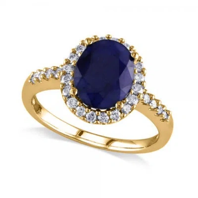 Allurez Oval Blue Sapphire & Halo Diamond Engagement Ring 14k In Multi