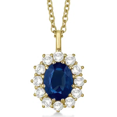Allurez Oval Gemstone And Diamond Pendant  Necklace 14k In Gold