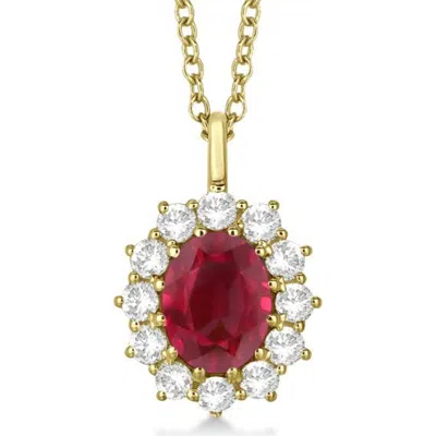 Allurez Oval Gemstone And Diamond Pendant  Necklace 14k In Gold