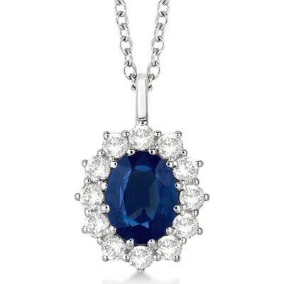 Allurez Oval Gemstone And Diamond Pendant  Necklace 14k In Metallic