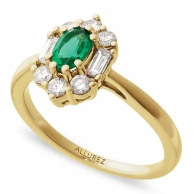 Allurez Oval Lab Emerald & Diamond Halo Ring 14k 0.95ct In Gold