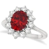 Allurez Oval Lab Ruby And Diamond Ring 14k In Multi