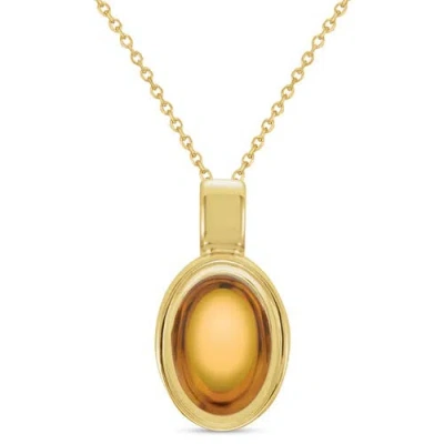 Allurez Oval Natural Cabochon Citrine Pendant Necklace 14k 0.96ct In Neutral