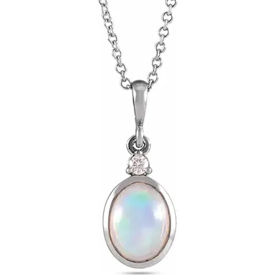 Allurez Oval Natural Onyx & Diamond Pendant Necklace 14k 2.03ct In Silver