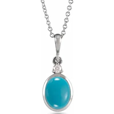 Allurez Oval Natural White Ethiopian Opal & Diamond Pendant Necklace 14k 1.57ct In Blue