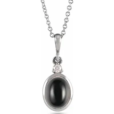 Allurez Oval Natural White Ethiopian Opal & Diamond Pendant Necklace 14k 1.57ct In Metallic