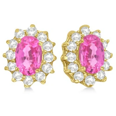 Allurez Oval Pink Sapphire & Diamond Accented Earrings 14k In Multi
